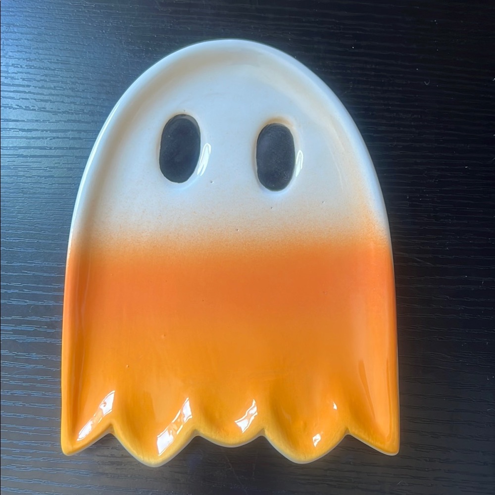 Ashland Orange and White Ceramic Ghost Trinket Tray